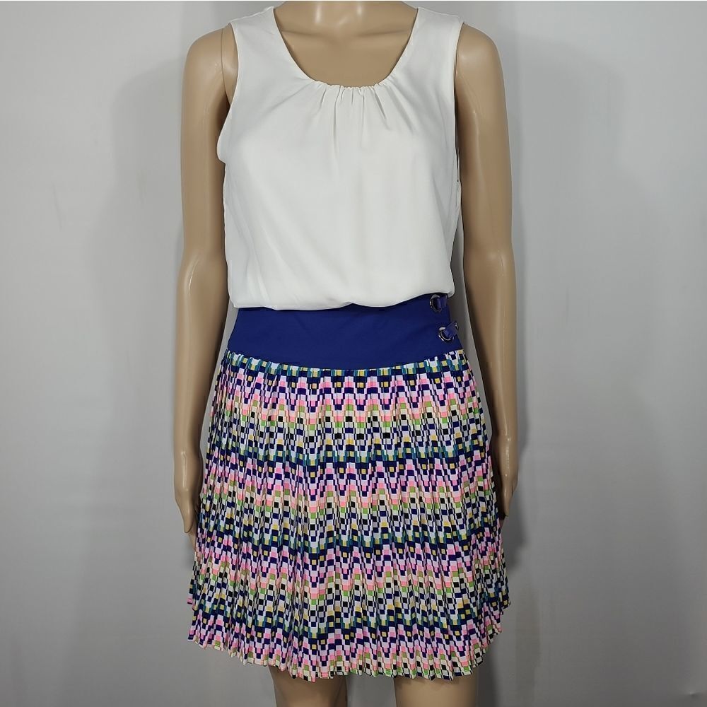 Esley Aztec Pleated Women's Pink & Blue Dress - Picture 9 of 11